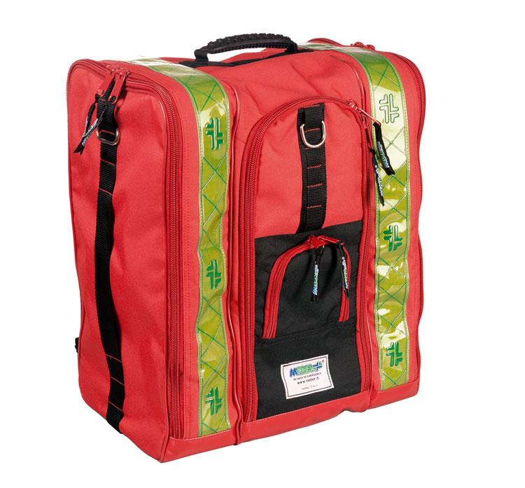 1354 Red knapsack "115" with side pockets and compartments